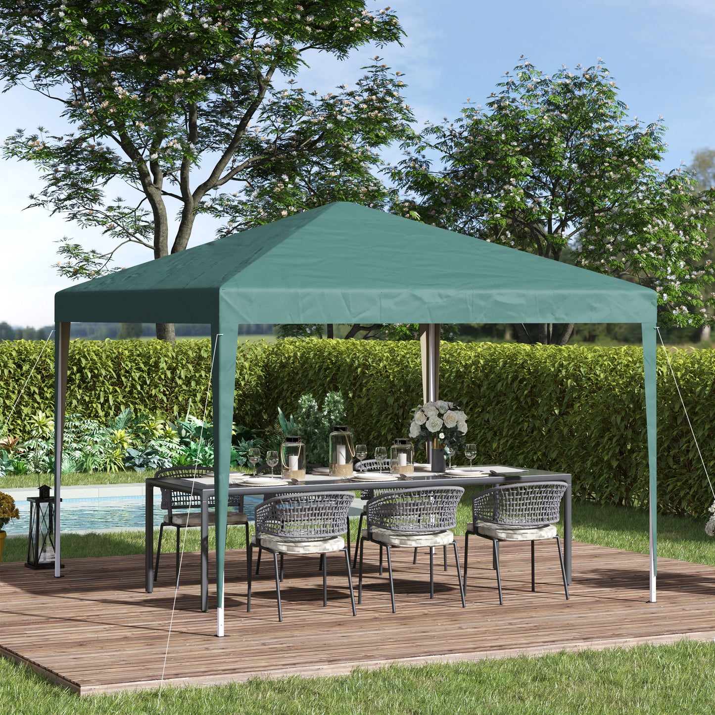 Outsunny Pavilion, 2,95 x 2,95 m opvouwbaar paviljoen, tuinpaviljoen, feesttent, UV-bescherming, staal + Oxford-stof, groen