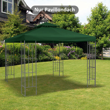 Outsunny vervangingsdak voor 3x3m prieel, waterafstotend prieeldak voor metalen prieel, vervangingsdak voor tuinprieel, partytent, tuintent, polyester, donkergroen