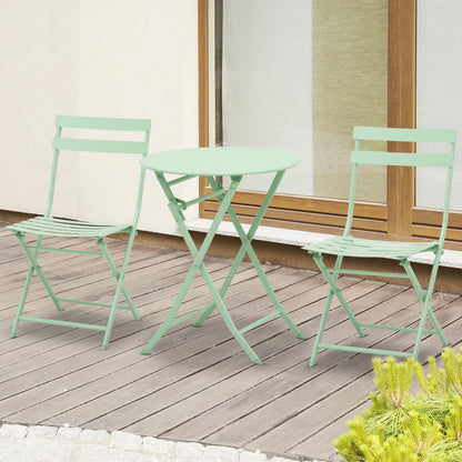 Outsunny Tuinset voor 2 personen, Balkonmeubelset, Bistrotafel met 2 stoelen voor tuin en erf, Opvouwbaar, Groen