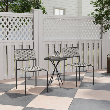 Outsunny Polyrattan Tuinmeubelset, Buitenlounge Balkonmeubel voor 2 Personen, 3-delige Set (2 Stoelen, Tafel, Grijs)