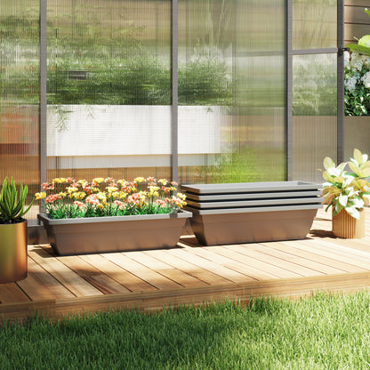 Outsunny 5-delige set kunststof bloempotten en plantenbakken voor terras, tuin en balkon, 59 x 21 x 16 cm, grijs