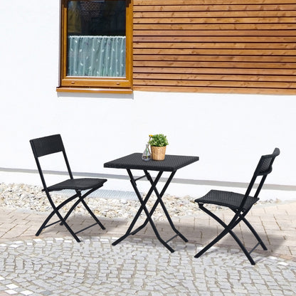 Outsunny Polyrattan Bistroset voor 2 personen, Zitgroep, Rotan Tuinmeubelset, Zwart