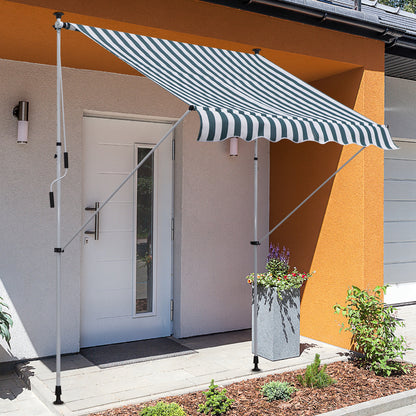 Outsunny klemzonnescherm met handslinger, in hoogte verstelbaar, knikarmzonnescherm, vuilafstotend, weerbestendig, balkonzonnescherm, 150 cm breed, terraszonnescherm voor terras, balkon, veranda, groen