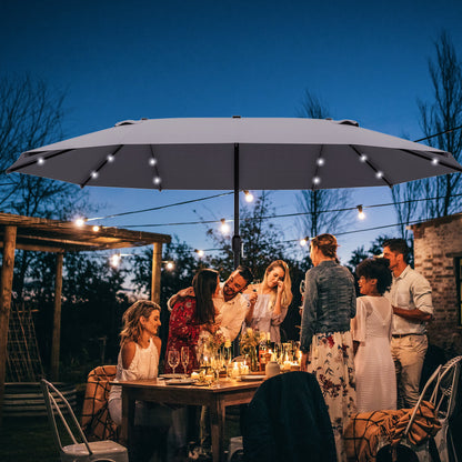 Outsunny ovale parasol, donkergrijs, 440 x 260 cm