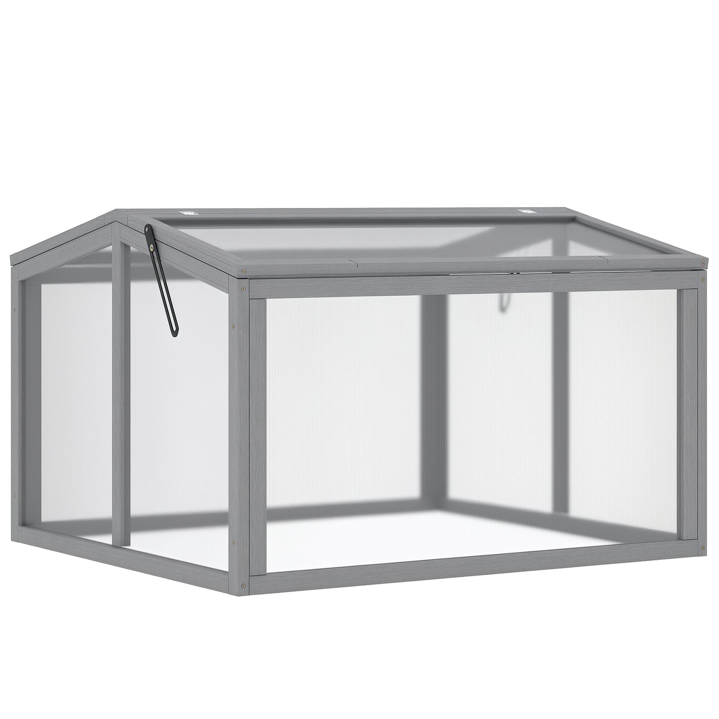 Outsunny Kweekkas met houten en polycarbonaat afdekking, weerbestendig, lichtgrijs, 90 x 80 x 58 cm