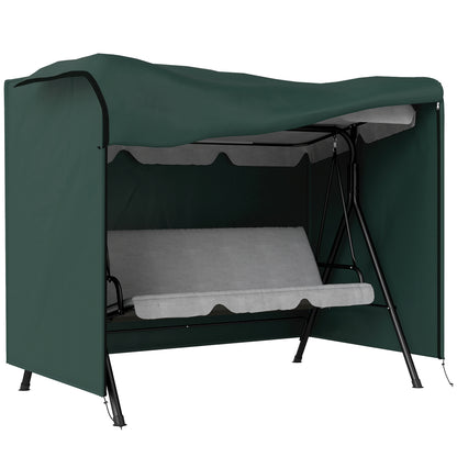 Outsunny Hollywood schommelhoes voor 3-zits, waterafstotend, winterbestendige beschermhoes voor tuinschommels, uv-bestendig zeildoek, scheurvast 600D Oxford-materiaal, 205x124x164cm, donkergroen