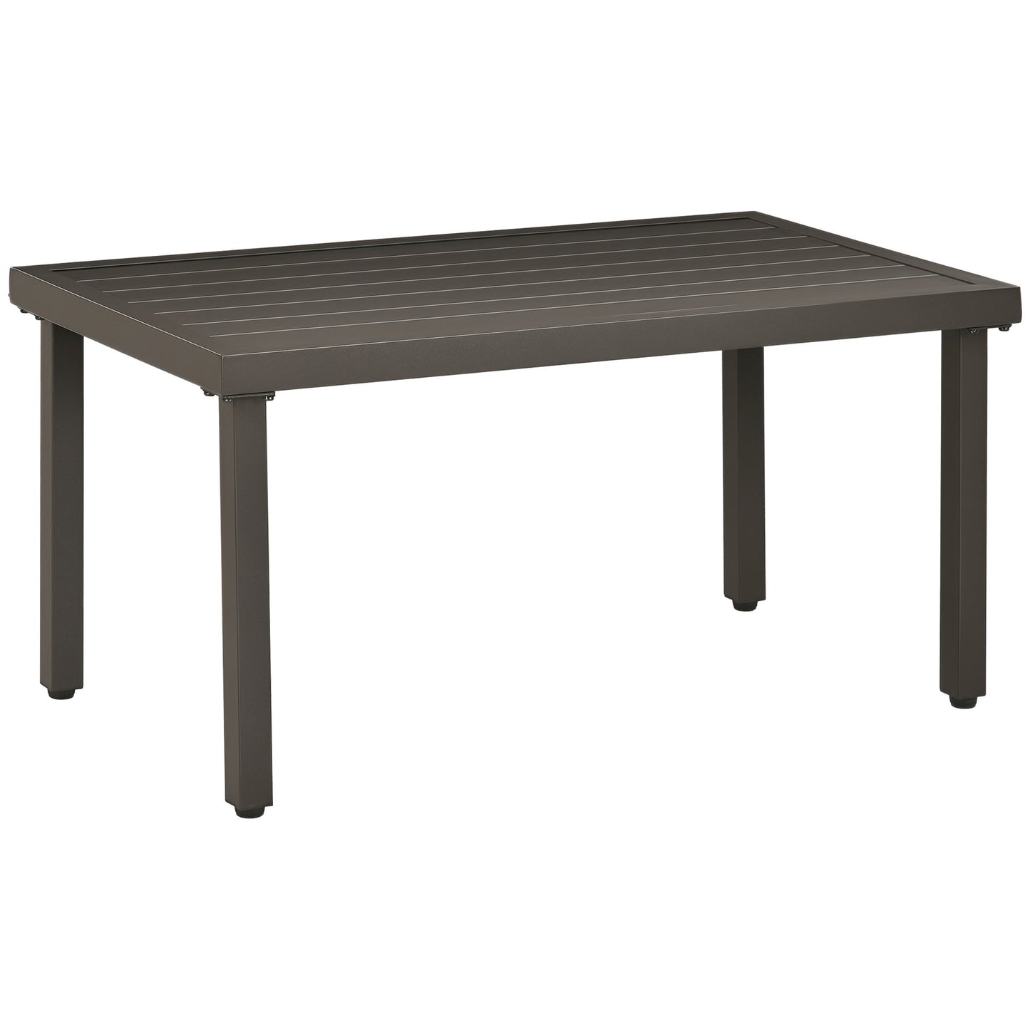 Outsunny tuintafel, bijzettafel, stalen frame, bruin, 91 x 51 x 46 cm