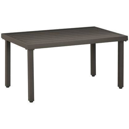 Outsunny tuintafel, bijzettafel, stalen frame, bruin, 91 x 51 x 46 cm