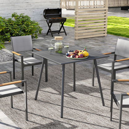 Outsunny tuintafel, eettafel voor 4 personen, stalen frame, makkelijk schoon te maken, roestbestendig, 80 x 80 x 74 cm, grijs