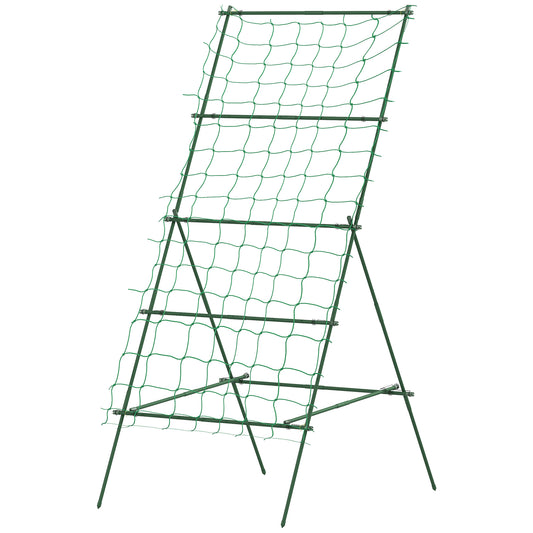 Outsunny stalen trellis, roestvrij staal, A-vormig klimhulpmiddel voor klimplanten, 101x133x227 cm, groen
